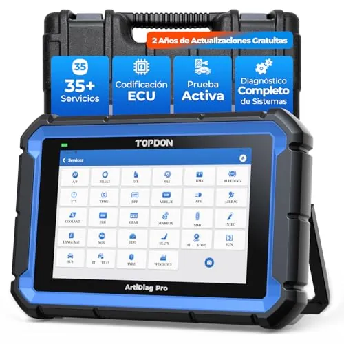 TOPDON ArtiDiag Pro Diagnosis Coche Multimarca, OBD2 Diagnosis, Control Bi-Direccional, Codificación ECU/On-Line & OE-Level Full Systems Diagnosis for 100+ Brands, 35+Servicios de Mantenimiento