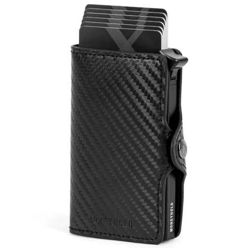 Moneyhold® - Tarjetero Antirrobo RFID - Cartera Hombre y Mujer - Cartera Pequeña de Piel Vegana, con Monedero - Diseño Slim y Compacto