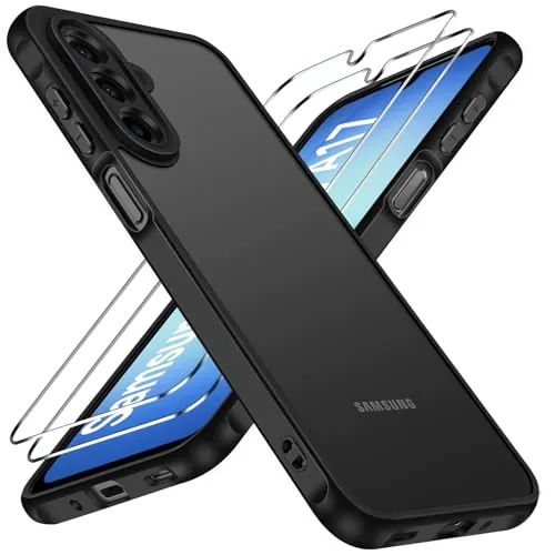 ivoler Funda para Samsung Galaxy A17 4G / 5G con 2 Piezas Protección, Militar Carcasa Protectora Antigolpes Trasera Translúcida Antiarañazos Duro Bumper Case - Negro