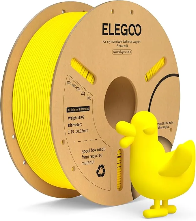 ELEGOO Filamento PLA+ 1.75 1KG Amarillo, Filamento PLA Plus para Impresora 3D, Precisión Dimensional +/- 0.02mm, Carrete Filamento 3D,para Mayoría Impresoras 3D