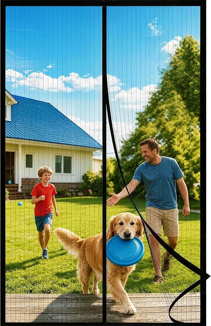 Mosquitera Puerta Magnetica 80x200CM, Cortinas Antimoscas Puerta Exterior con Iman, Cortina Contra Mosquitos con Imanes, Cortinas Antimosquitos para Puertas Exteriores, Fly Curtains for Door(Negro)