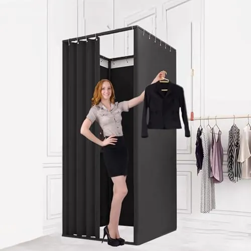 Probador de tienda de ropa, cambiador portátil con cortina de sombreado utilizada en oficina, centro comercial, boutique, hogar, protección de privacidad móvil temporal móvil (Negro, 100x100x200 cm)