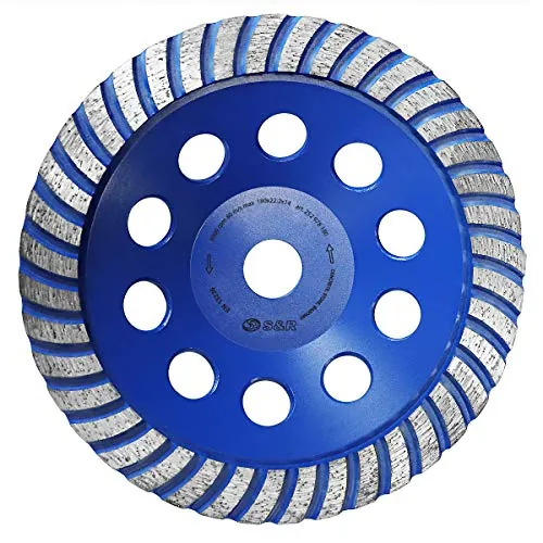 S&R Muela de copa Diamante 180 x22,23 mm para lijar UNIVERSAL: Hormigón Mármol Granito Piedra Ladrillo Mampostería Yeso