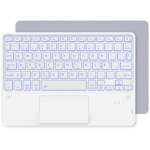 CACOE Teclado Bluetooth para iPad con Touchpad, Retroiluminado, Blanco
