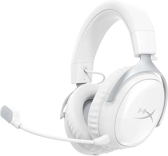 HyperX Cloud III S - Auriculares Gaming inalámbricos, Bluetooth, 2.4Ghz, PC, PS5, Xbox, Drivers 53 mm, DTS, micrófono 10mm, batería hasta 200h, Blanco