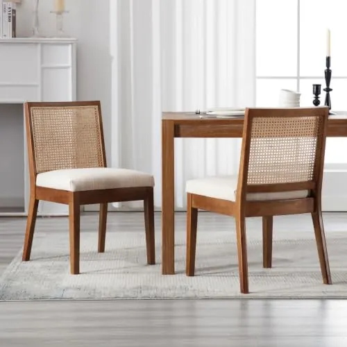 DAYALANE Juego de 2 Sillas de Comedor Silla Cocina Macro de Madera,Beige