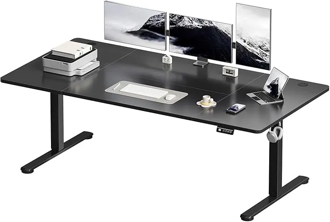 Devoko 180x80 cm Escritorio Regulable en Altura, Escritorio Elevable Eléctrico Telescópico Bidireccional, Escritorio de Oficinay Hogar, para Estudio en Casa con Tablero Ensamblado, Negro