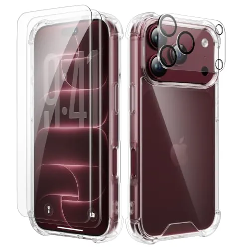 ORETECH 4 en 1 Funda para iPhone 18 Pro 6,3", Transparente