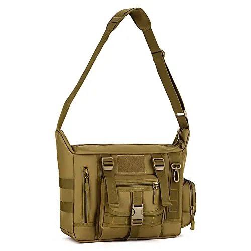 HUNTVP Mochila de Hombro Militar Mochila de Bandolera Táctical Pecho Bolso de Múltiple Función Impermeable, marrón