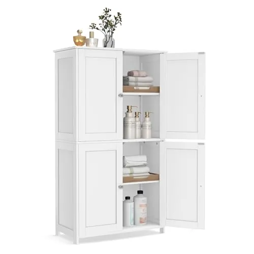 VASAGLE Mueble de Baño con 4 Puertas, 60 x 30 x 108,5 cm