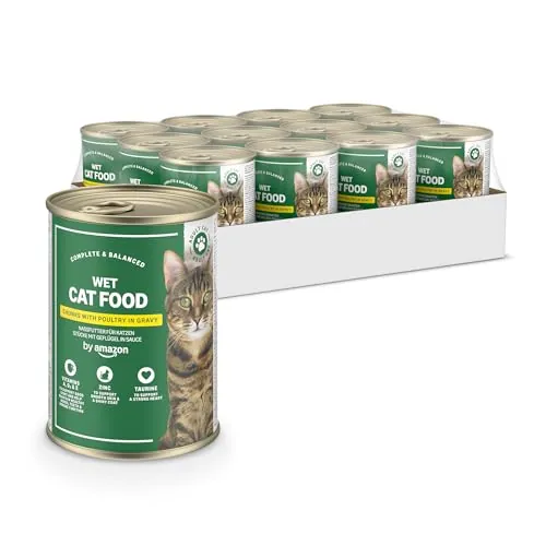 by Amazon - Comida húmeda para Gatos, trozos de Ave de Corral en Salsa, 12 x 415 g
