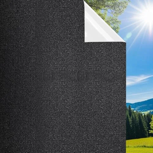 DIFIT Vinilos para Cristales, Vinilo Ventana Privacidad Negro, 60x200cm