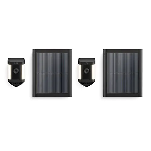 Ring cámara Plus con luces solar (Spotlight Cam Plus) | Cámara de vigilancia exterior HD wifi con comunicación bidireccional, visión nocturna y focos LED | 30 días gratis de Ring Home | 2 Cámaras