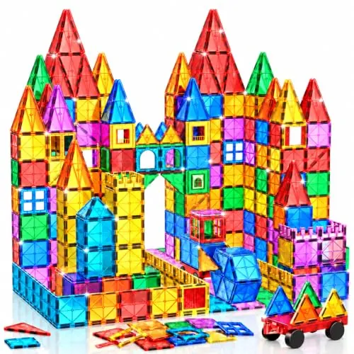 Wootoyz 120 Piezas Bloques Magneticos Construccion Niños, Regalo Niño Niñas 3 4 5 6 7 8 Años Magnetic Blocks Juguetes Niños 3-8 Años niños