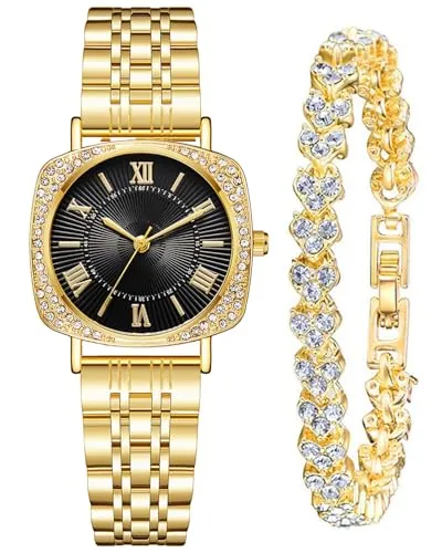 CIVO Relojes Pulsera Analógico Mujer: Acero Inoxidable Impermeable - Dorado Elegantes Clásico Traje de Regalo Reloj