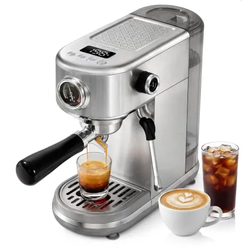 HIBREW H10B Máquina de Espresso Programable con Pantalla LED y Manómetro