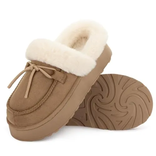 RockDove Pantuflas de plataforma con puntera tipo mocasín para mujer, 40 EU, Café