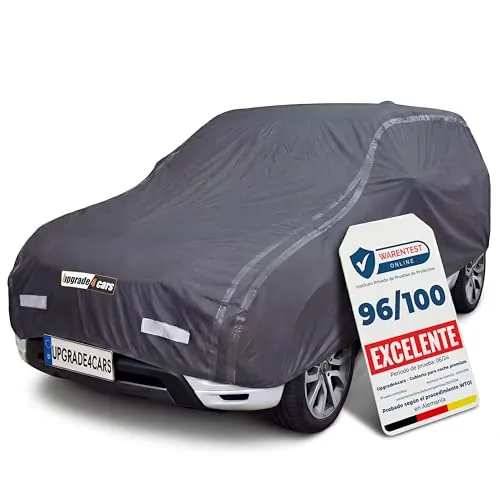 Upgrade4cars Funda Coche Exterior Premium Versión 2026 Impermeable | Funda Completa para Todo el Año | Lona Universal para SUV - M (455 × 190 × 150 cm)