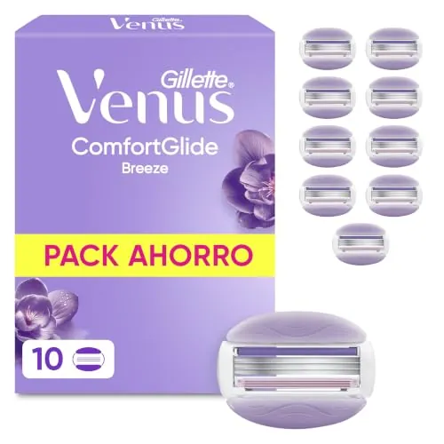 Gillette Venus Comfortglide Breeze Cuchillas de Afeitar Mujer, Pack de 10