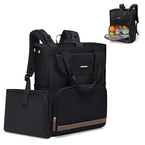 GOLF SUPAGS 25L Mochila Cambiador para Bebé con Cambiador Portátil y correas para Cochecito, Mochila para Pañales, Mochila de Térmica Almuerzo, para Mamá y Papá (Negro)