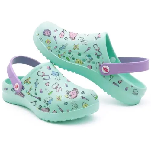 Nurse is Love Zuecos Mujer - Zuecos EVA Ligeros, Calzado Casual de Moda | Regalo Original para Ella | Estampado Iconos - Aqua 41