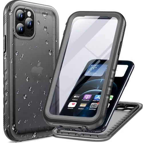 Cozycase Top Funda 360 Antigolpes Impermeable para iPhone 12 Pro MAX, Negro
