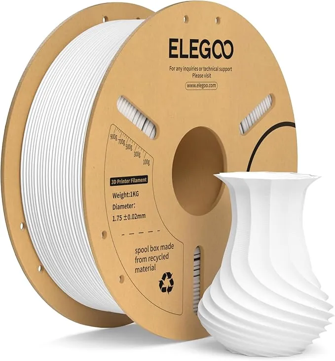 ELEGOO Filamento PLA+ 1.75 1KG Blanco, Filamento PLA Plus para Impresora 3D, Precisión Dimensional +/- 0.02mm, Carrete Filamento 3D,para Mayoría Impresoras 3D
