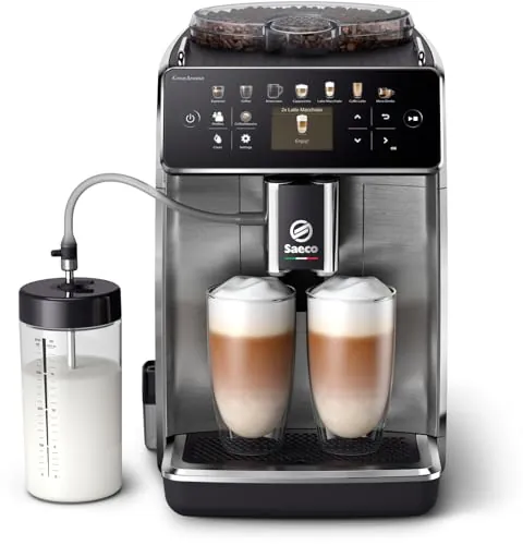 Saeco GranAroma Cafetera Superautomática - 16 Variedades de Café, Pantalla en Color Intuitiva, 6 Perfiles de Usuario, Molinillo de Cerámica (SM6585/00)