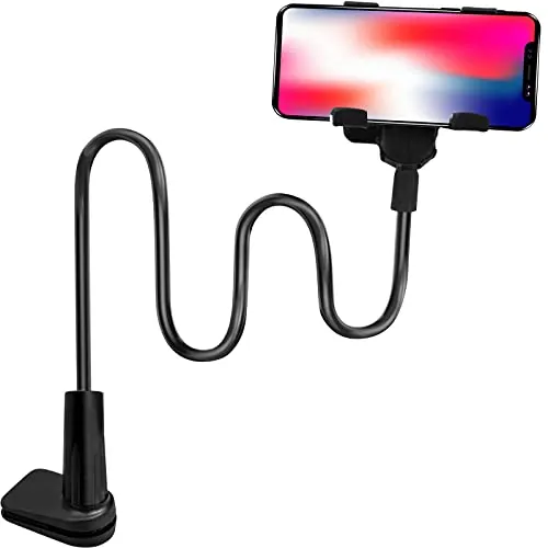 Xiumeso Soporte Movil, Soporte Móvil con Cuello de Cisne, Soporte Universal Teléfono Móvil, para Serie iPhone/Celulares Samsung/Huawei/Google Pixel y Más- Negro