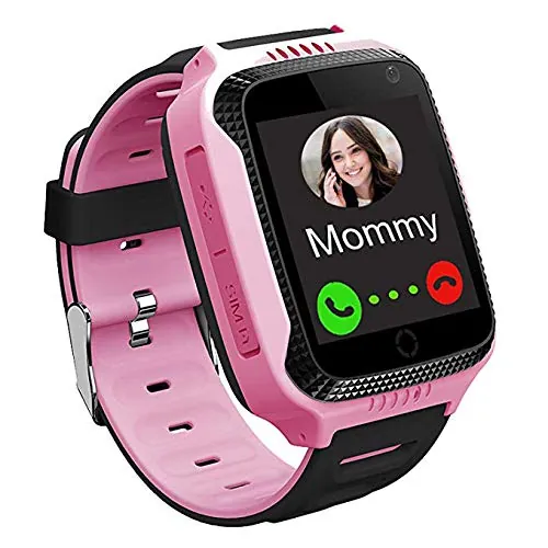 PTHTECHUS Reloj Inteligente Teléfono para niños, GPS Rastreador Podómetro cámara SOS Pantalla táctil HD Conversación Bidireccional Reloj Inteligente para niños, Regalo para niños, Pink