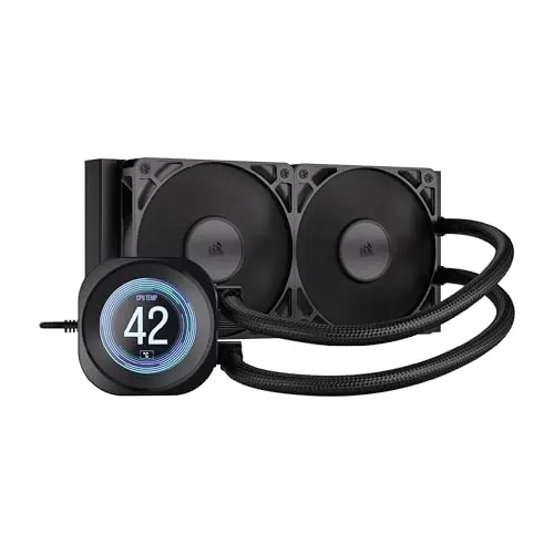 Corsair Nautilus 240 RS LCD Refrigeración líquida de CPU – Pantalla LCD IPS de 2,1", 240mm AIO, Bajo Ruido, Daisy-Chain, Intel LGA 1851/1700, AMD AM5/AM4 – Incluye 2 Ventiladores RS120 – Negro
