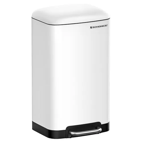 SONGMICS Cubo de Basura para la Cocina, 30 L, Pedal de Acero