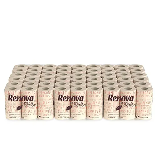RENOVA Papel Higiénico Love & Action, 108 Rollos, Kraft, FSC, Ecolabel
