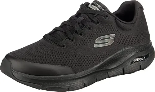 Skechers Hombre Arch Fit Trainers, Black Textile/Synthetic/Trim, 42.5 EU