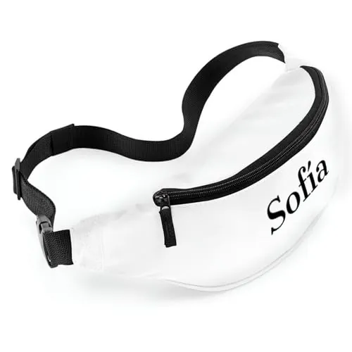 Riñonera Personalizada con Nombre Bolso Unisex Hombre Mujer Color a Elegir (Blanco)