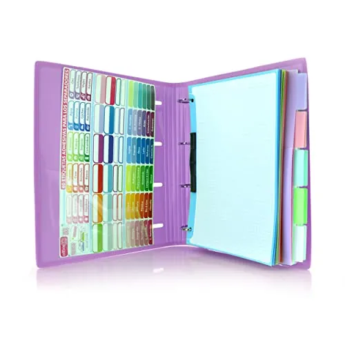 Carpeta & Block A4 Blush Pastel - Carpeta de 4 Anillas con bordes reforzados y Cierre de Gomas - Incluye 100 hojas con 10 Separadores Dobles mas 80 Indicadores adhesivos by Office Box