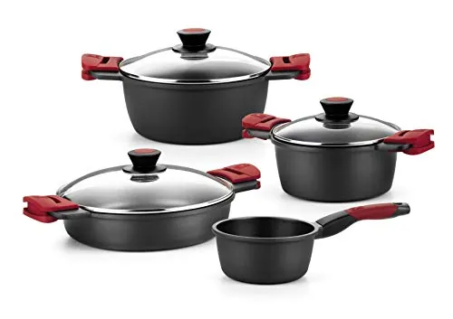 BRA Premiere Batería 7 Piezas Aluminio Fundido Antiadherente, apta para todo tipo de Cocinas e Inducción