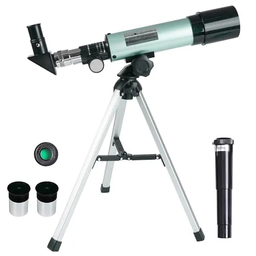 Misilmp Telescopio Astronómico, Telescopios Refractores Zoom 360/50 mm 90X HD Monocular Exteriores Telescopio Refractor Portátil con Trípode para Niños Astronomía/Adultos/Principiantes