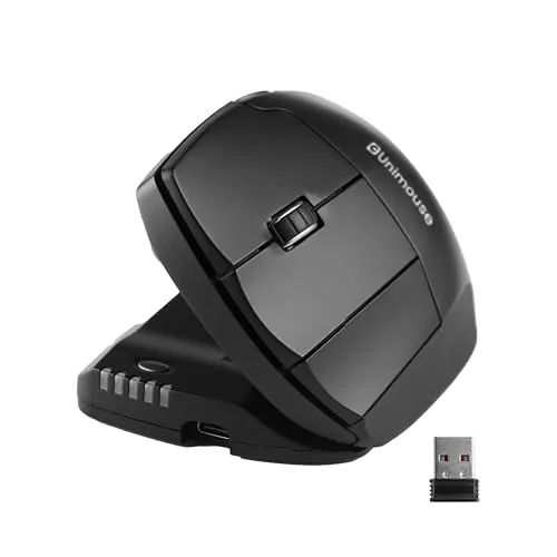 Contour Unimouse ratón ergonómico con inclinación 35°-70°, 6 Botones programables y reposapulgar Ajustable para aliviar la muñeca, Plug & Play Mac/PC - Inalámbrico - para Zurdos