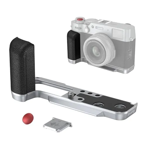 SMALLRIG X100VI Empuñadura en Forma de L para Cámaras FUJIFILM X100VI y X100V, Placa de Liberación Rápida Incorporada para Arca, Mango Lateral de Silicona Liviano, con Botón Obturador - 4555