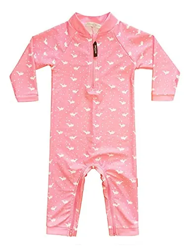 weVSwe Traje De Baño De Ballena con Corte para Bebé, Protectores contra Erupciones Rosas, Protección Solar, Traje De Baño para Niñas, Cambios Fáciles De Pañal, 6-12 Meses
