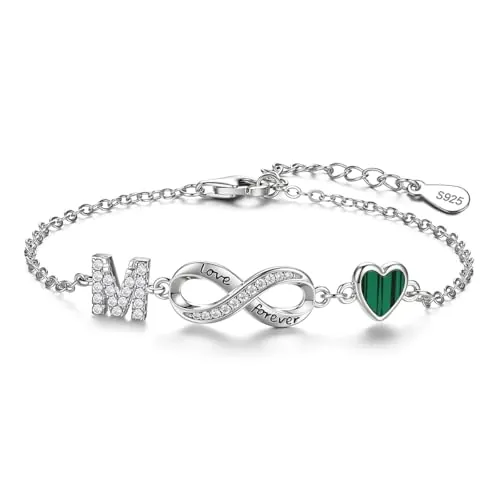 ChenYuTe La Pulsera Plata de ley 925 para mujer con un Diseño de símbolos de infinito, Corazones y las 26 letras del Alfabeto es el Regalo ideal para las Mujeres