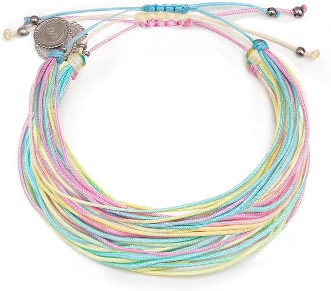 SINGULARU - Pack 3 Pulseras Pastel Rainbow. Acero y Hilo. Joyas Para Mujer.