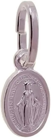 Medalla Virgen Milagrosa Mini, Plata de Ley 925, Colgante Religioso Católico, 6mm x 8mm, Acabado a Dos Caras