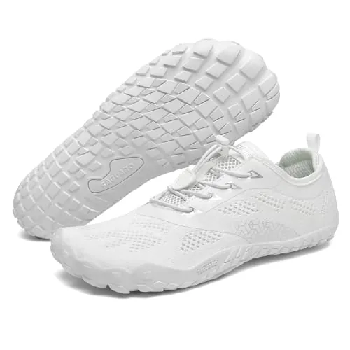 SAGUARO Hombre Barefoot Zapatillas Minimalistas Mujer Zapatillas de Trail Running para Deportes Acuaticos Antideslizante, Smart Ⅰ- Zapatos Barefoot Blanco,Gr.42