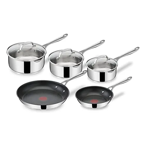 Tefal Jamie Oliver - Juego de 5 Piezas + 3 Accesorios, Acero inoxidable