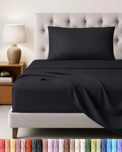 Utopia Bedding Juego de Sabanas 3 Piezas, 90x190cm, Negro