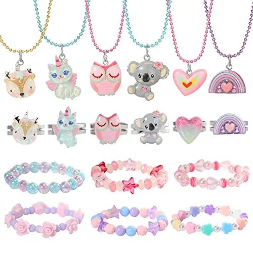 Pinkgarden Coala Juego Joyas para Niñas, Collar y Pulsera, 3 Juegos, Regalo para Niñas, Juego de Vestir