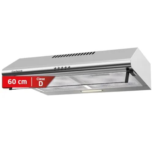 Corbero - Campana Convencional 60 cm | SELATI640X | 400 m3/h | 65db| 191,5 W | Control con pulsador | 3 Velocidades | 2 Filtros de Aluminio + Filtro de Carbono | Inox
