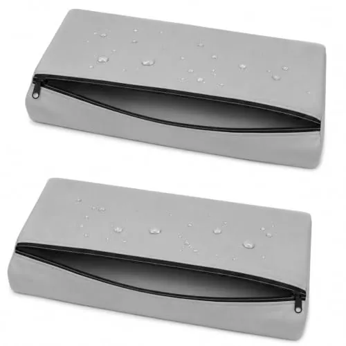 Hiseng Funda de Cojín de Asiento Sofá 2 Piezas (Sin Forro), Impermeables Fundas Cojines para Jardín Exterior con Cremallera, Protector Cojín Asientos para Silla de Jardin (33x65x10cm,Gris Claro)